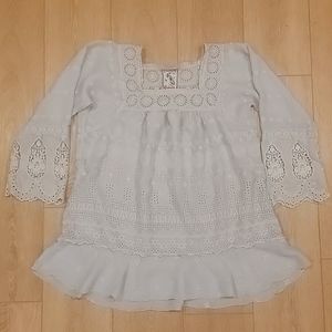 Y2K JOHNNY WAS CUPRA PEASANT TOP